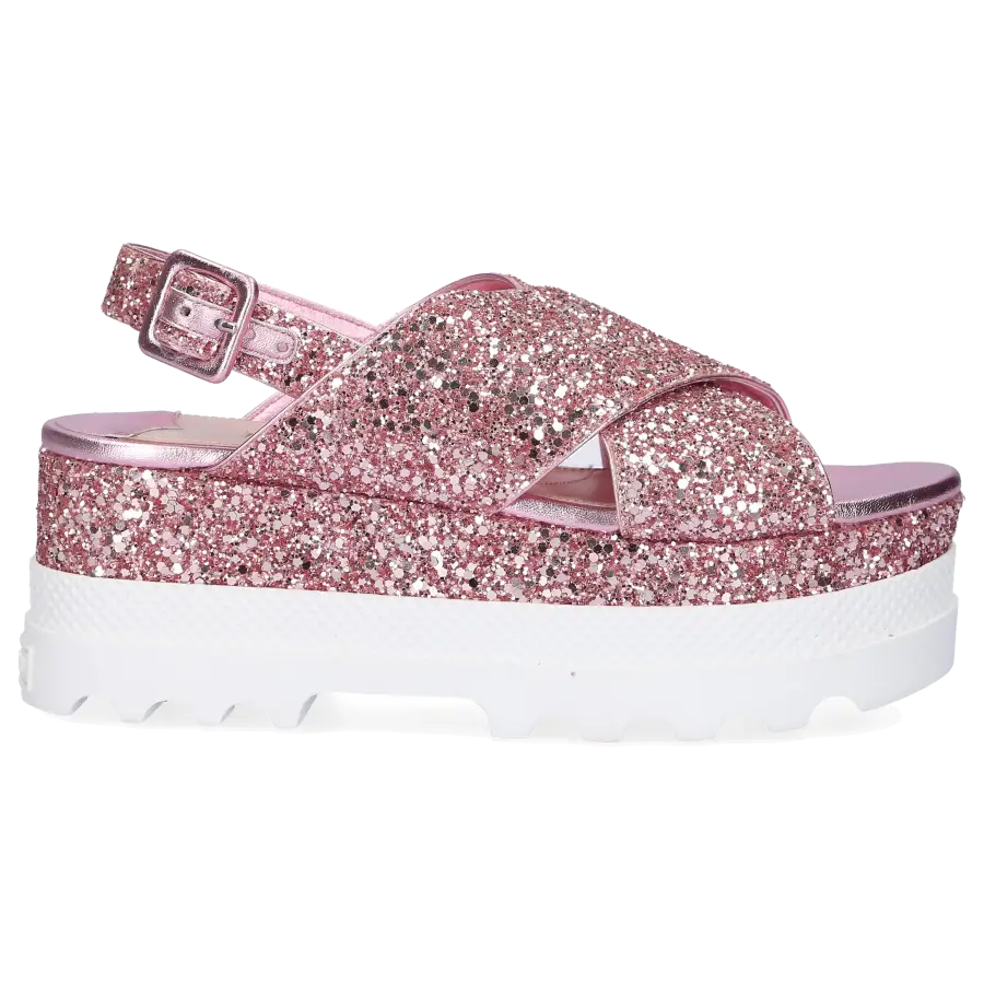Miu Miu - Plateausandalen Glitter - pink