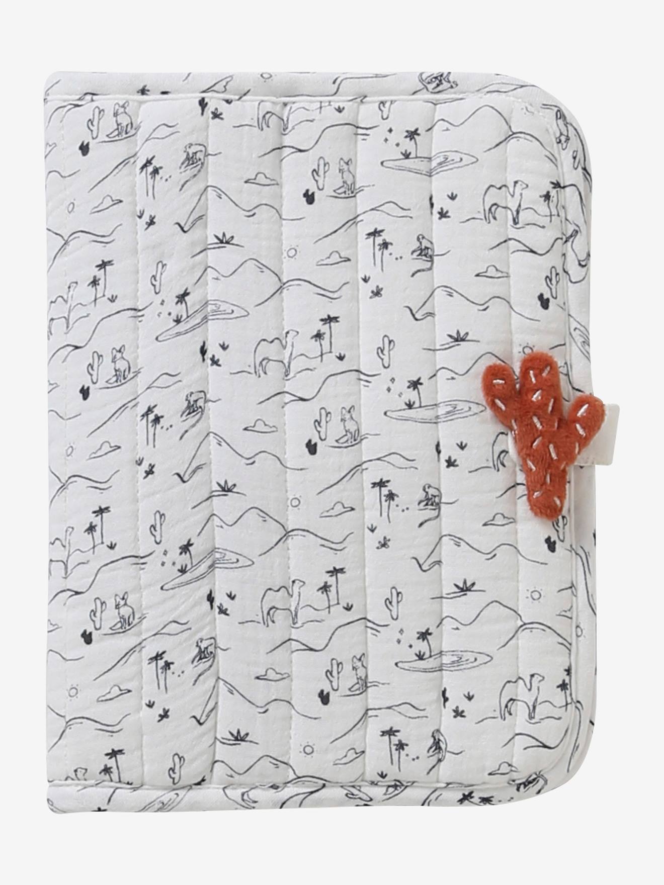 Protège carnet de santé en gaze de coton blanc sahara