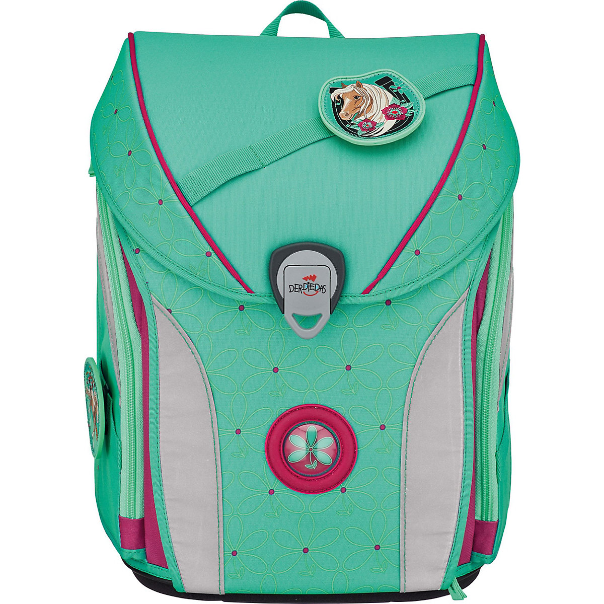 Schulrucksackset ErgoFlex MAX Peppermint Pony, 5-tlg., inkl. Wechselbuttons (2023)
