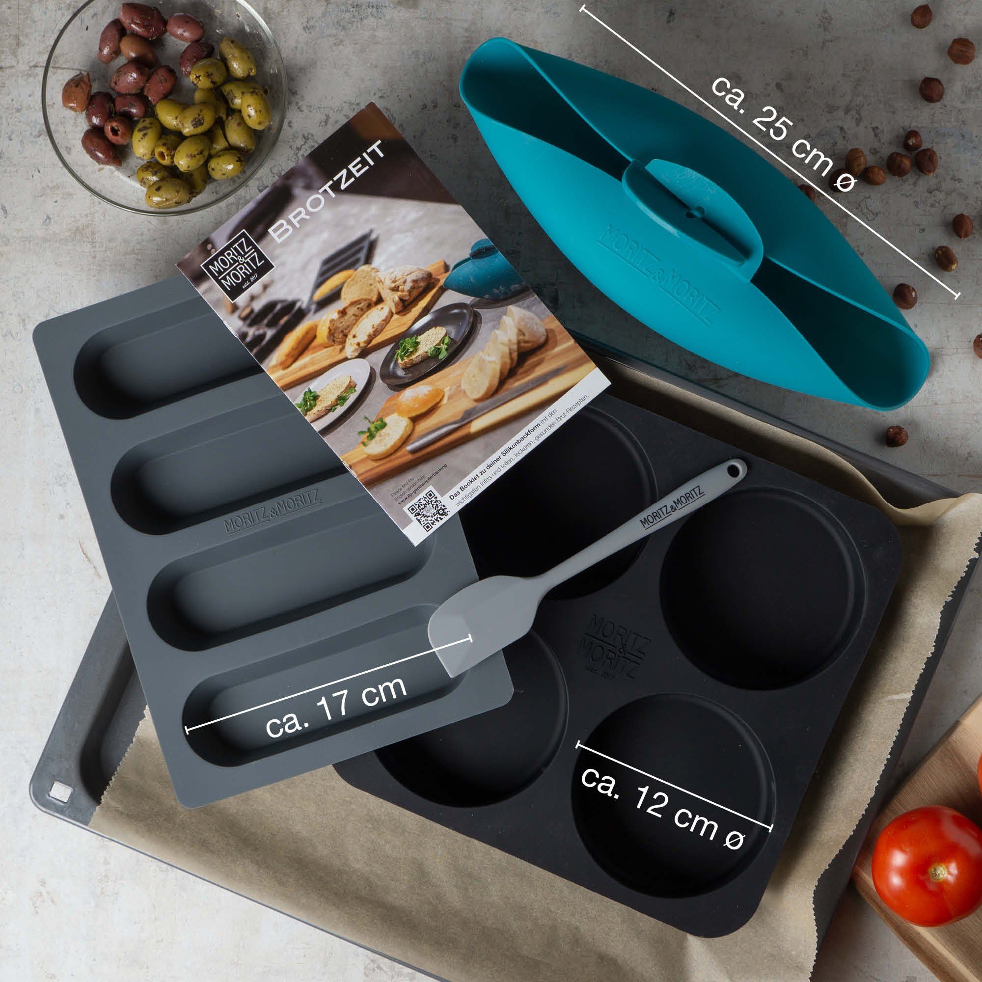 Moritz & Moritz Silikonform Brotbackform Set, (Set), Set aus Brotbackform Silikon Rund, Burger Buns Backform