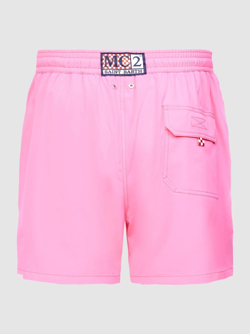 Badehose mit Label-Stitching Modell 'COMFORT' in neon pink