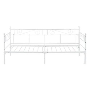 en.casa Metallbett, Kerava Bettsofa mit Lattenrost Tagesbett 90x200cm Stahl Weiß