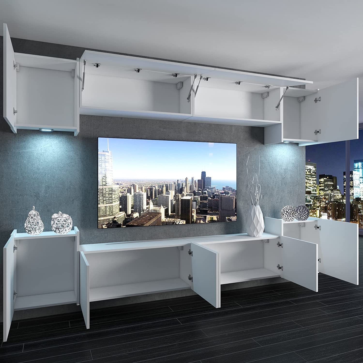 Unique Home Wohnwand Wohnwand Unique 4, mit LED Beleuchtung, Farbe wählbar