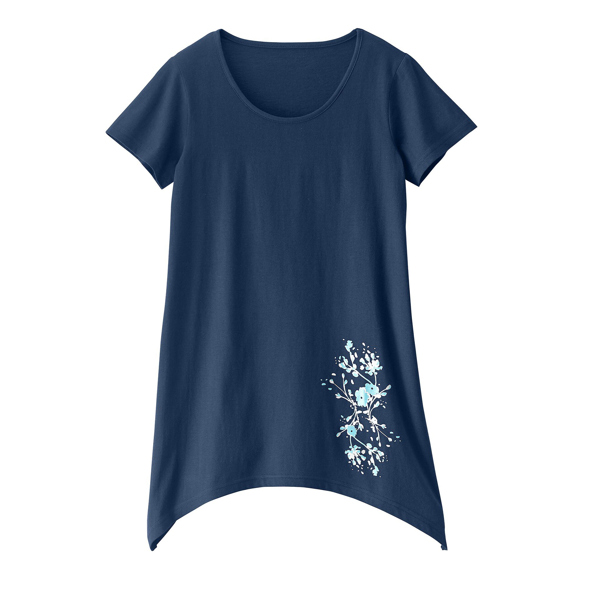 Tee-shirt asymétrique manches courtes – marine
