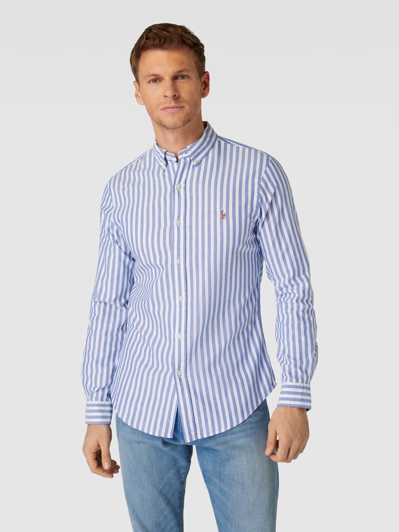 Freizeithemd mit Streifenmuster in marineblau