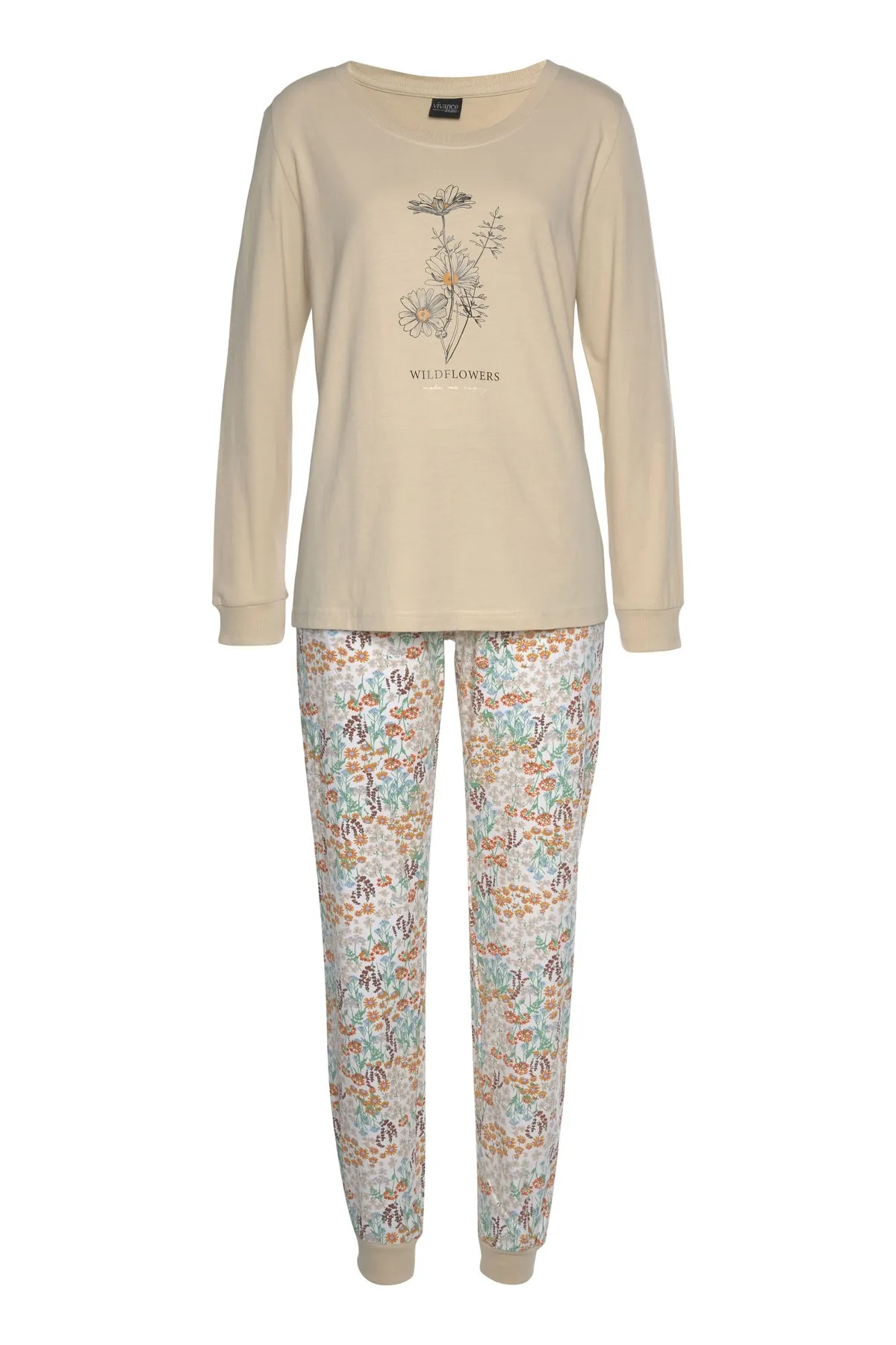 Vivance  Pyjama set - Beige - Geblümt
