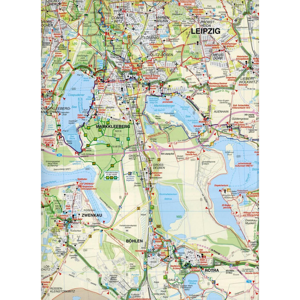 Radwander- und Wanderkarte Südraum Leipzig 1 : 50 000 - Wanderkarte