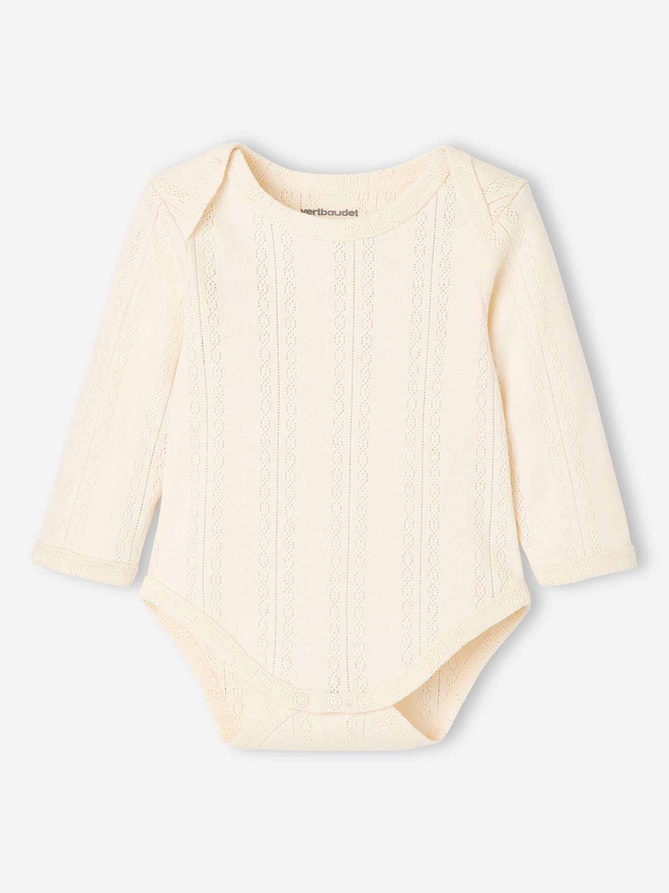 Lot de 2 bodies manches longues bébé en maille pointelle lot rose blush