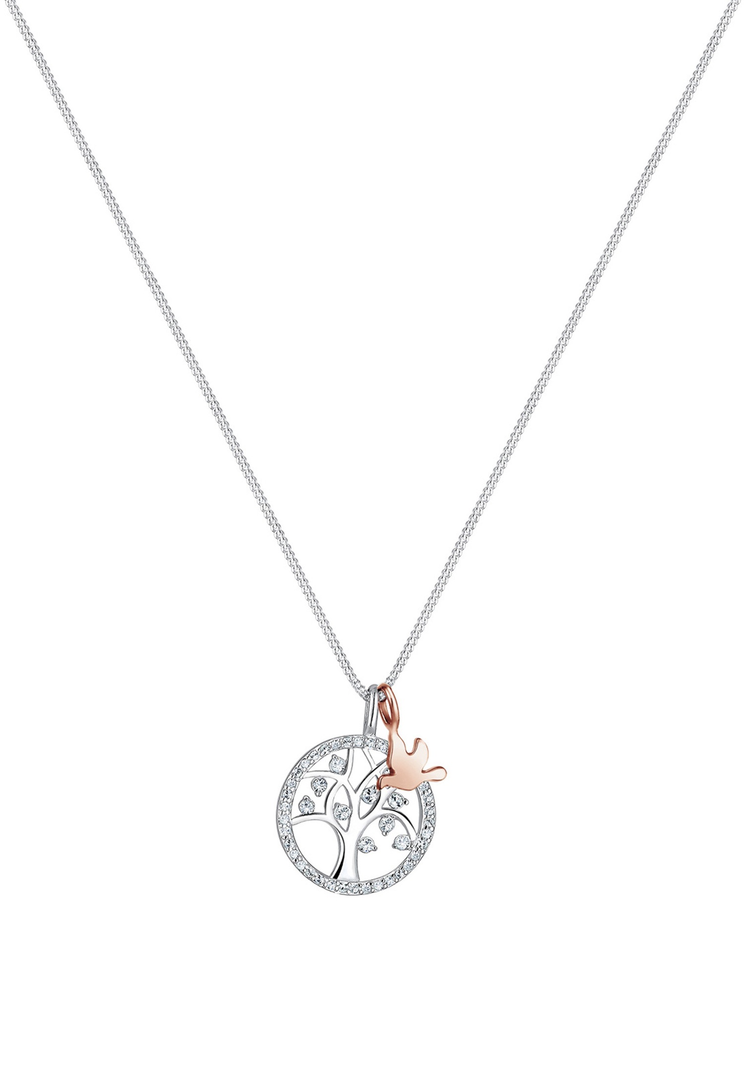 Collana Elli PREMIUM da donna con albero della vita, dal design bicolore di tendenza e impreziosita da cristalli in argento sterling 925.