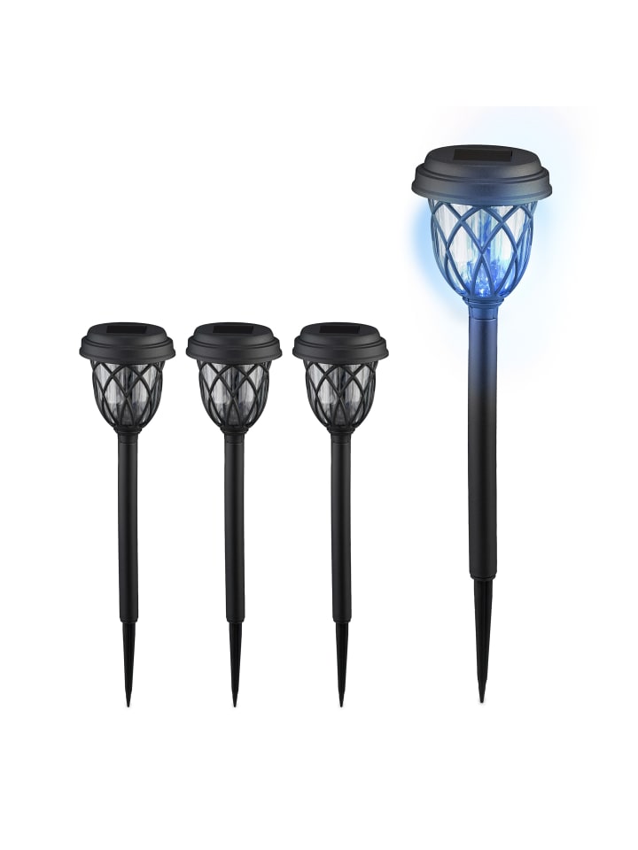 relaxdays 4 x Solarlampe in Schwarz/ Transparent günstig kaufen onesize