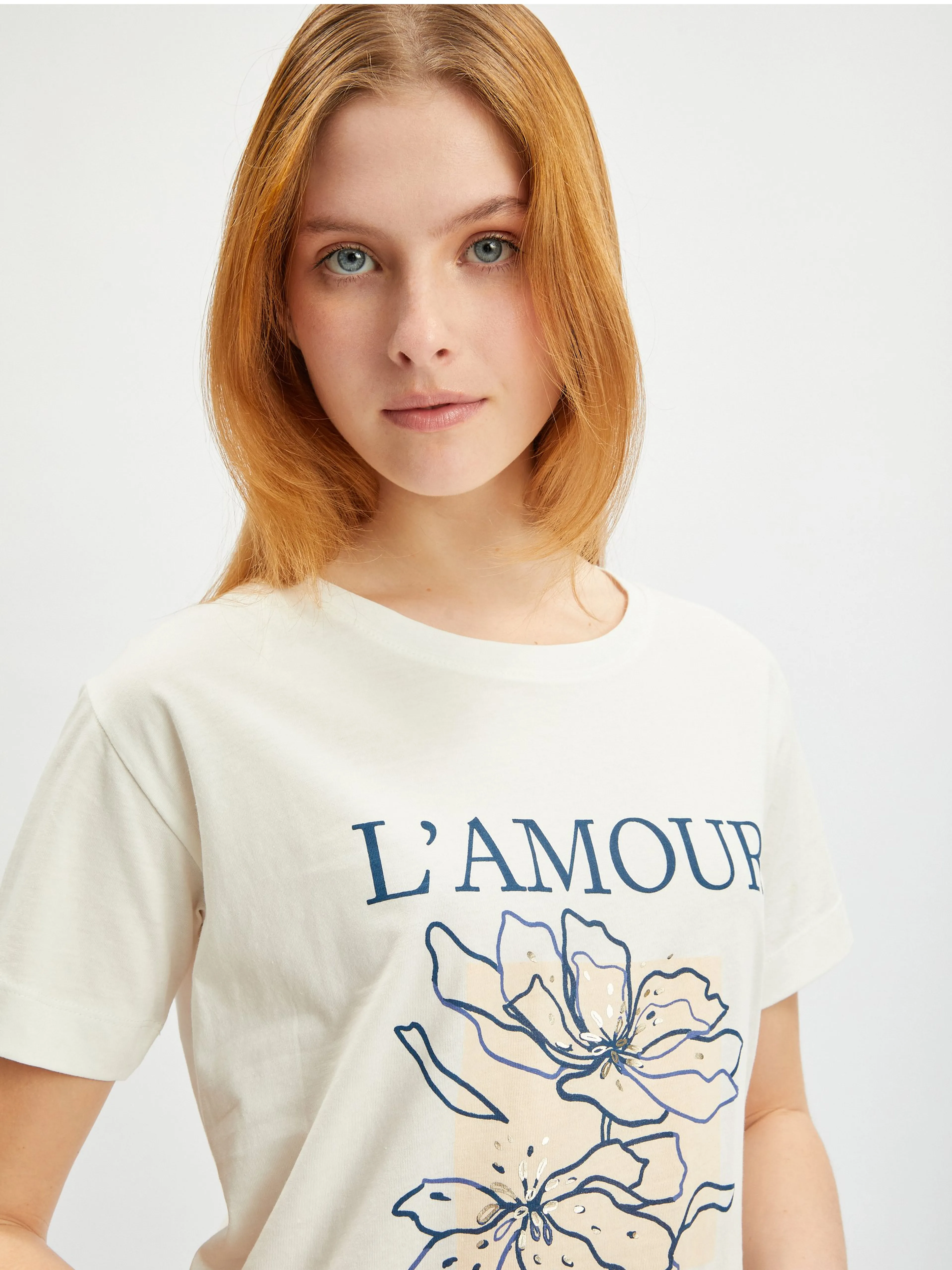 Cremefarbenes Damen-T-Shirt ORSAY