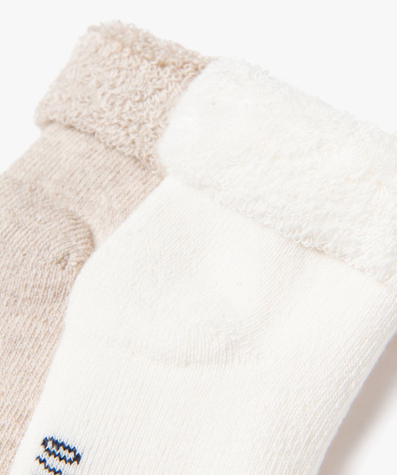 Chaussettes en maille bouclette douillette bébé (lot de 2) ecru | GEMO