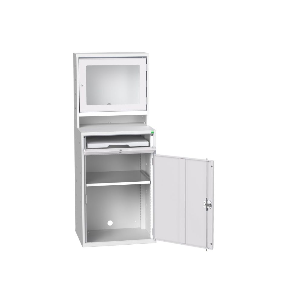 Μπουκάλι 16928001.16 Verso ντουλάπι υπολογιστή 650x550x1650mm 1 ράφι 1 συρτάρι 1 πόρτα RAL 7035
