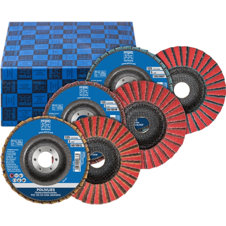 Pferd 44698006 POLIVLIES-set discuri abrazive PVZ 3-colac ceramice 125 mm asgate 22,23 mm CO-COOL60/G,80/M,120/F