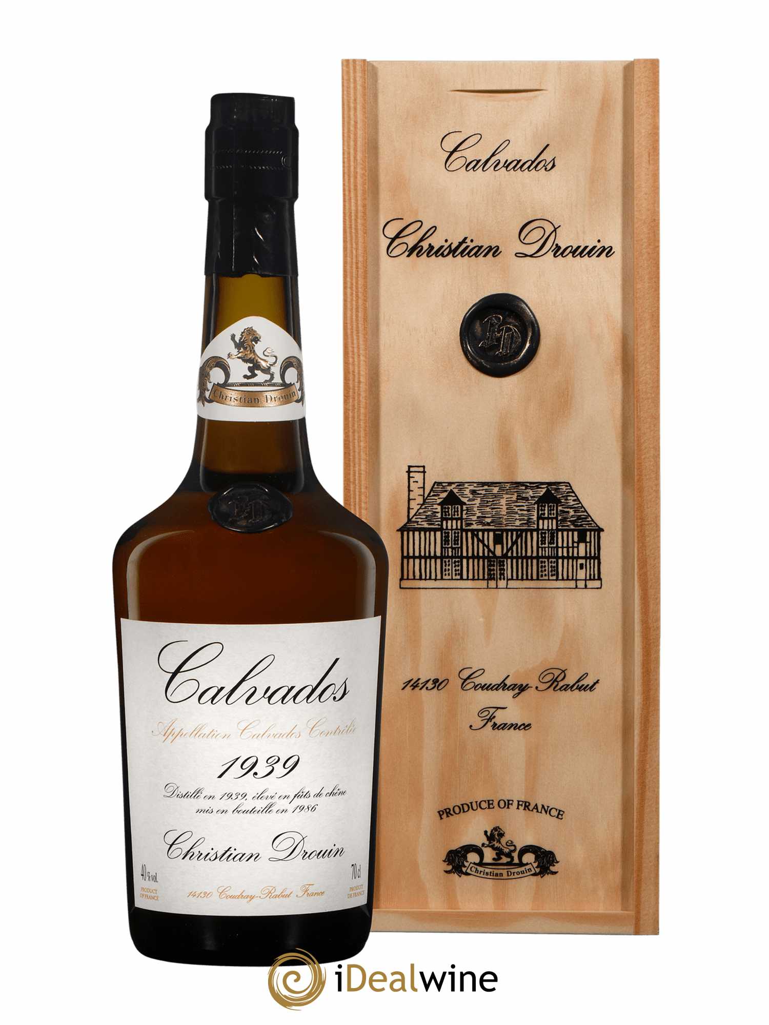 Calvados Christian Drouin AOC  1939 - Lot de 1 Bouteille