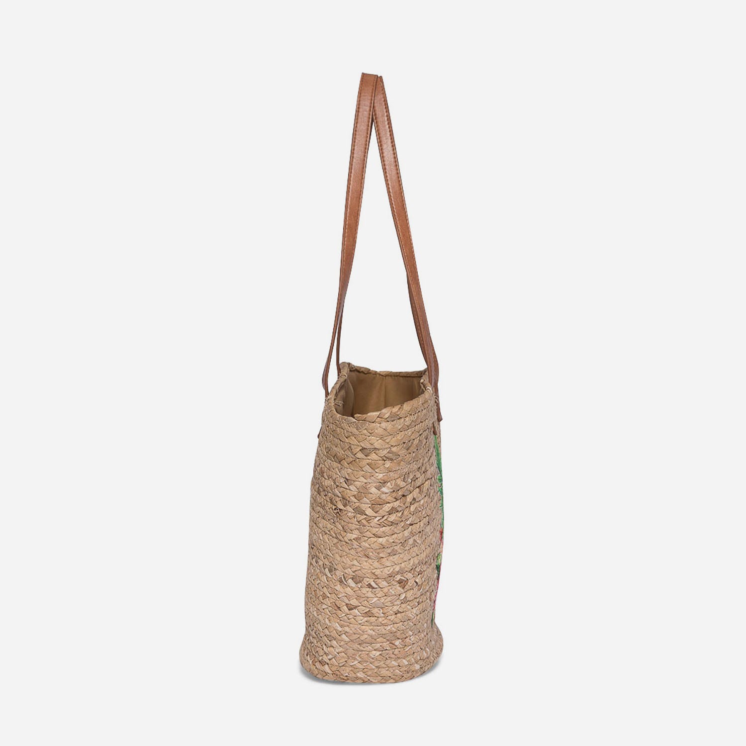 Panier TEXTO beige avec patch fleurs