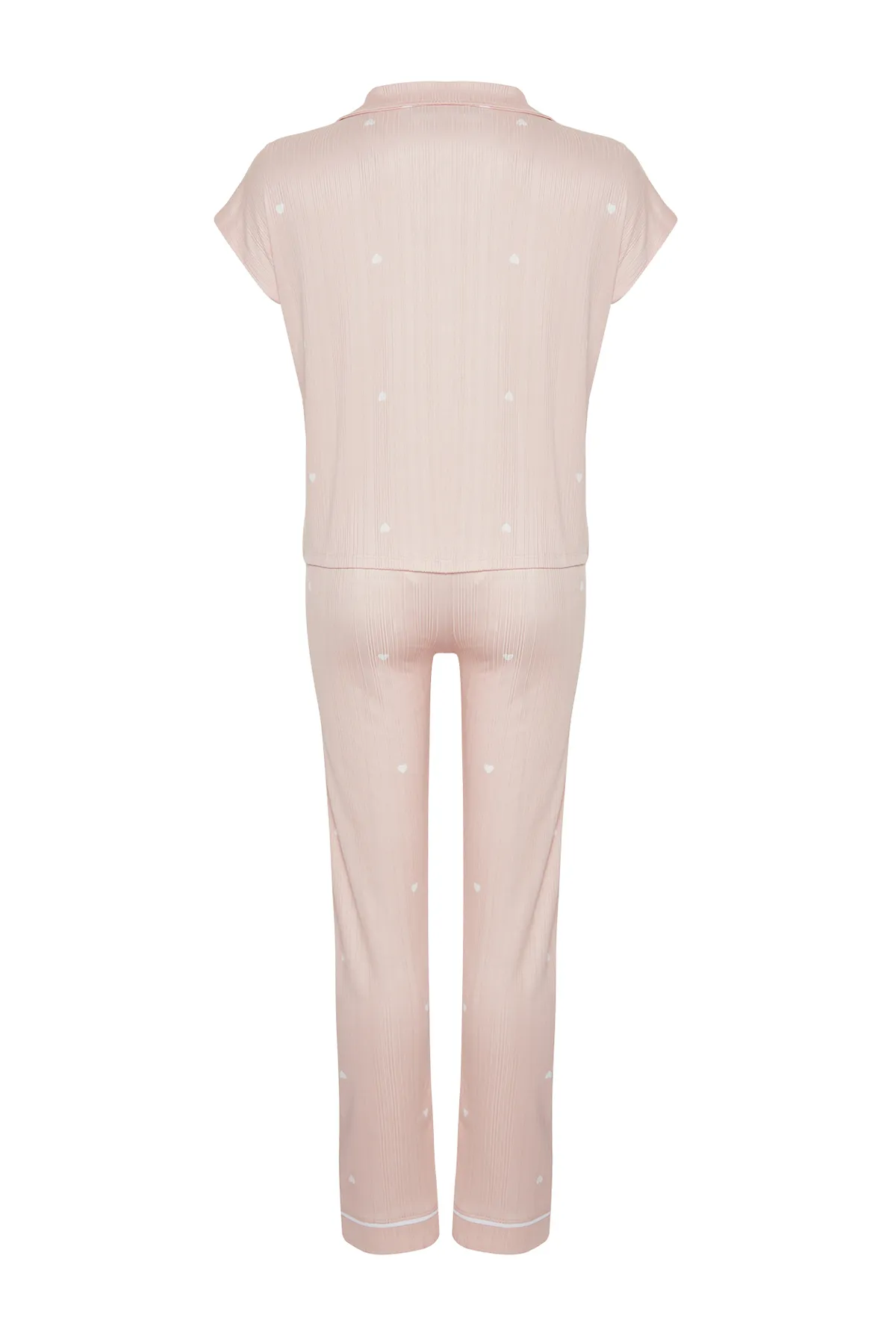 Trendyol Collection  Rosa 5er-Pack Pyjama-Set aus Rippstrick mit Herzmotiv THMSS24PT00380