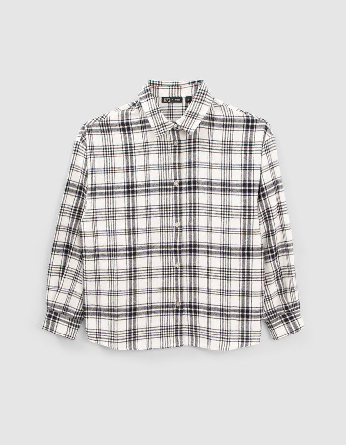 Chemise blanche et noire à carreaux fille