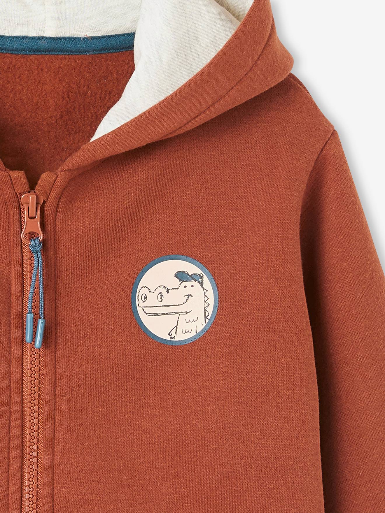 Sweat zippé avec capuche à crête noisette