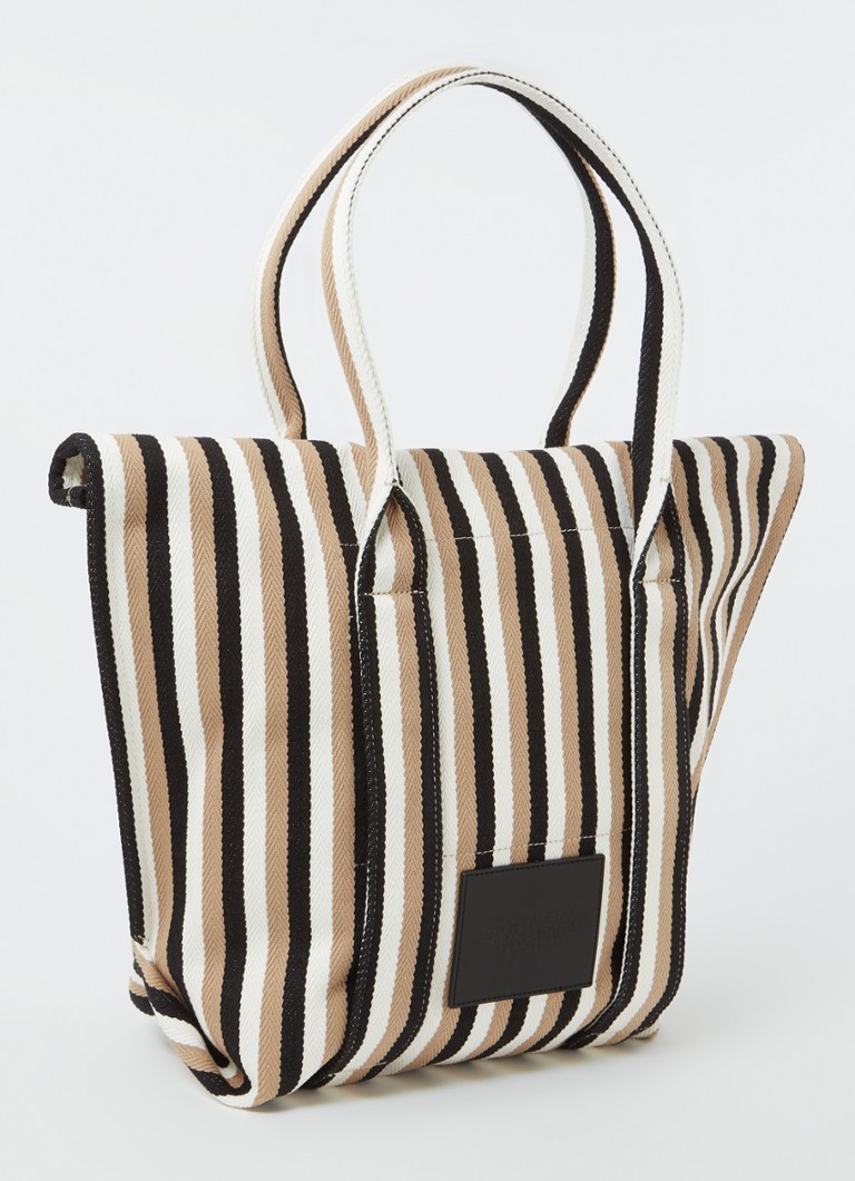 Torba na ramię Marc Jacobs The Beach Tote z paskami i haftowanym logo.