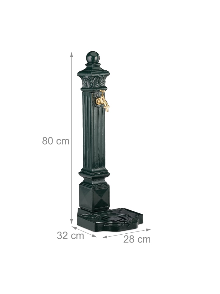 relaxdays Standbrunnen in Dunkelgrün - (B)28 x (H)80 x (T)32 cm günstig kaufen onesize