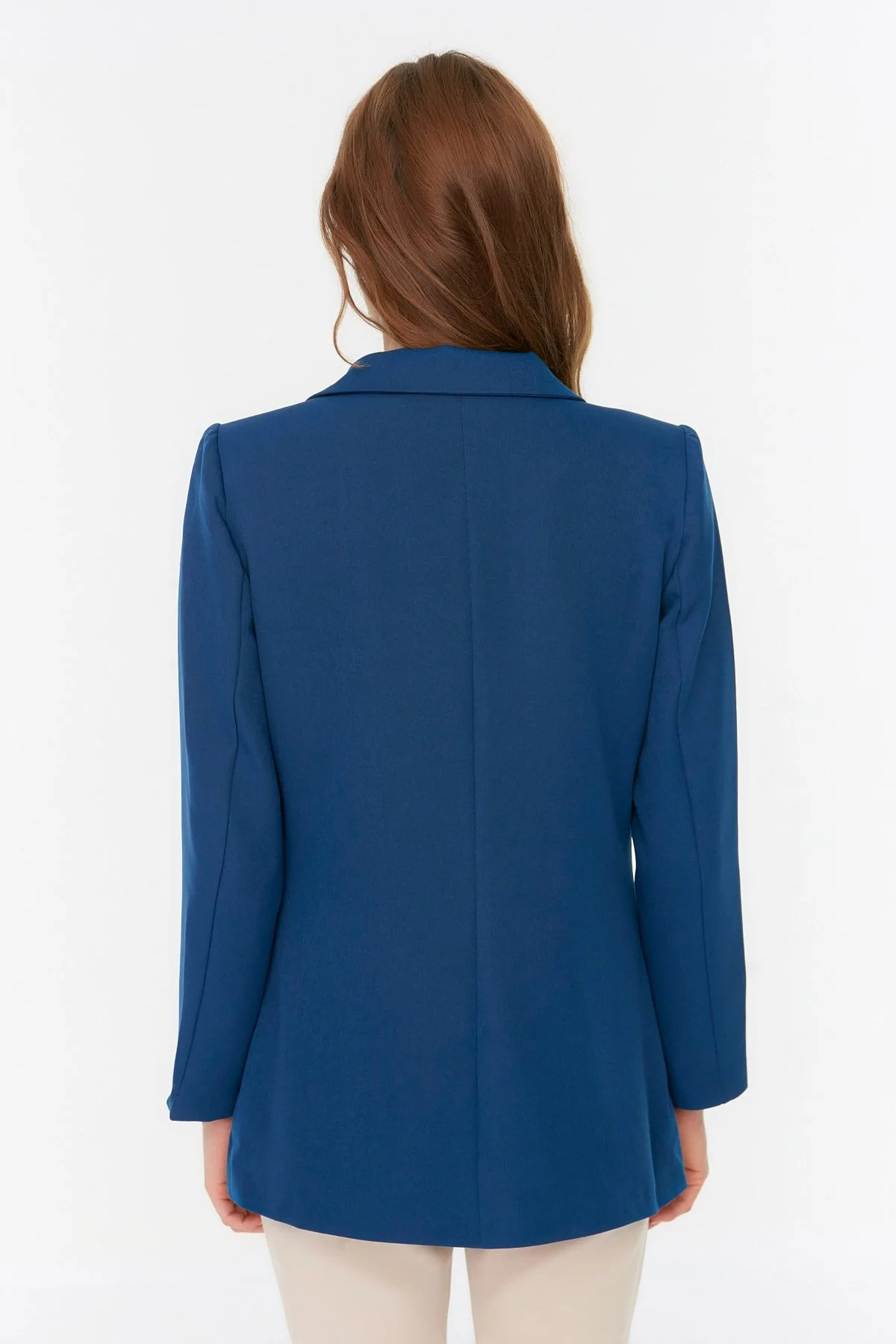 Trendyol Collection  Indigofarbener, regelmäßig gefütterter, zweireihiger, gewebter Blazer-Jacke TWOAW21CE0264