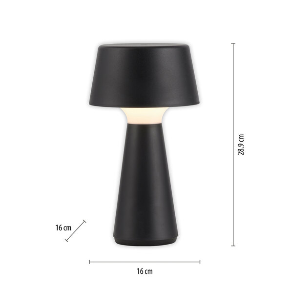 LED-Akku-Tischleuchte Lepa, 2er Set, schwarz