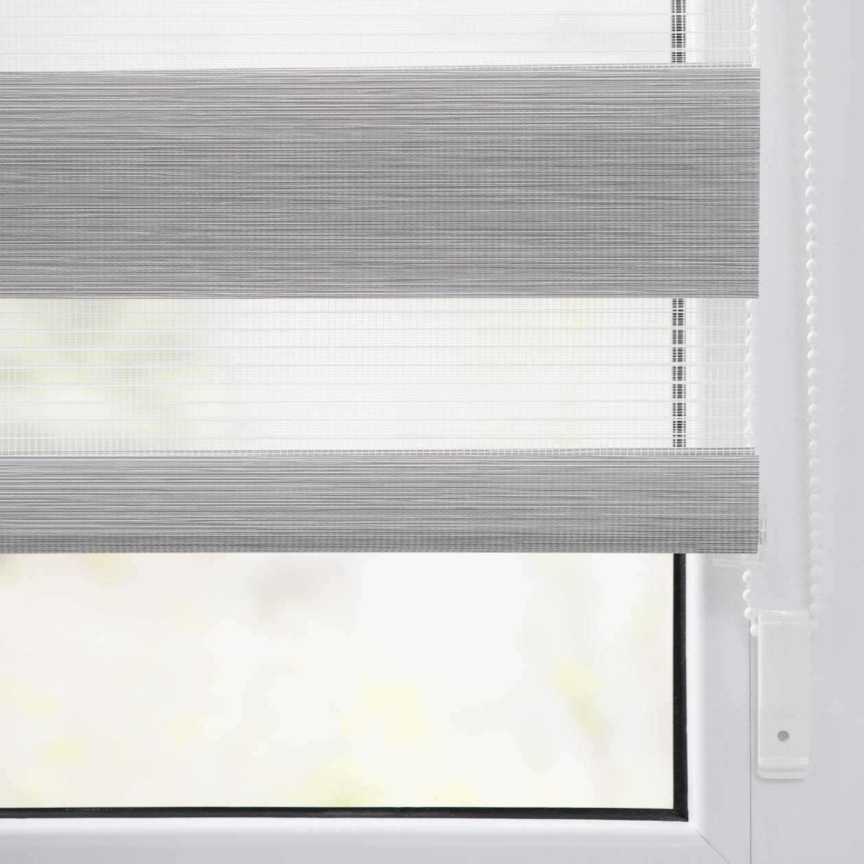 Doppelrollo Duo Rollo Klemmfix, ohne Bohren, meliert, LICHTBLICK ORIGINAL, halbtransparent, freihängend, Klemmfix
