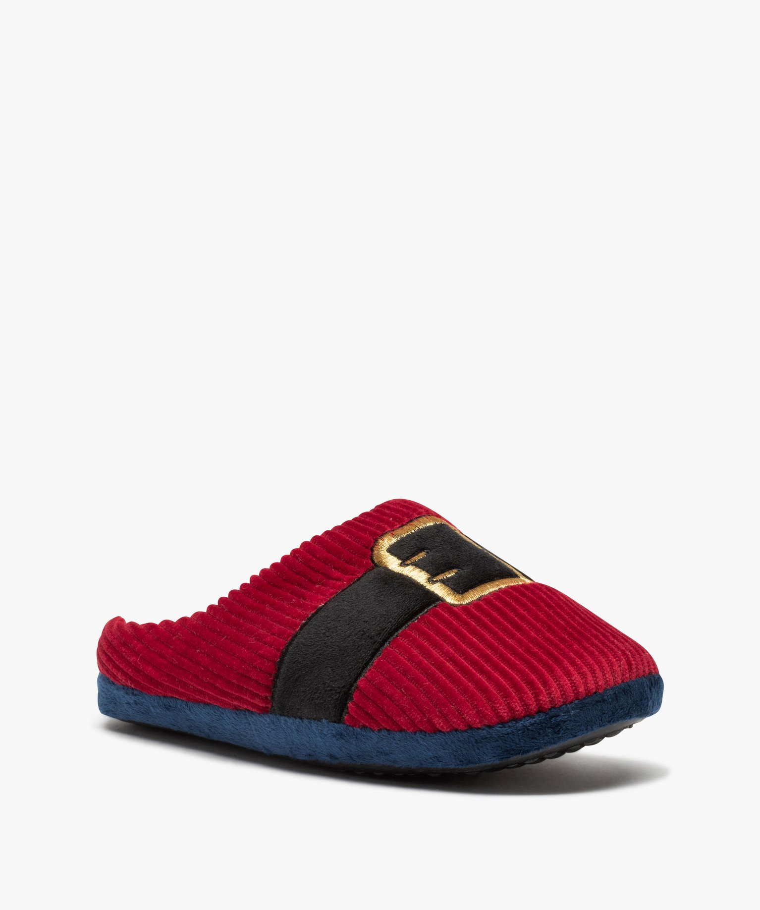 Chaussons homme mules en velours Père Nol rouge fonce | GEMO