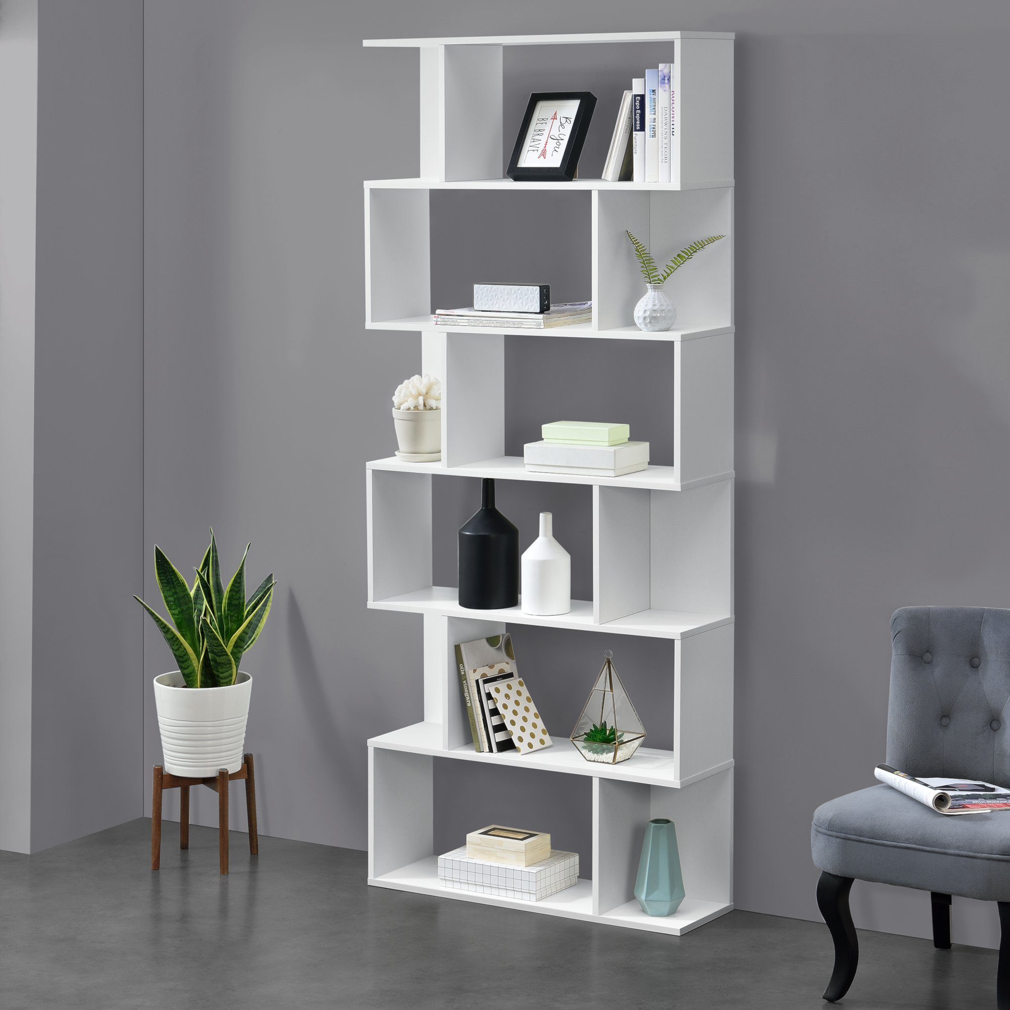 en.casa Bücherregal, Borrby Standregal 192x80x24cm Weiß