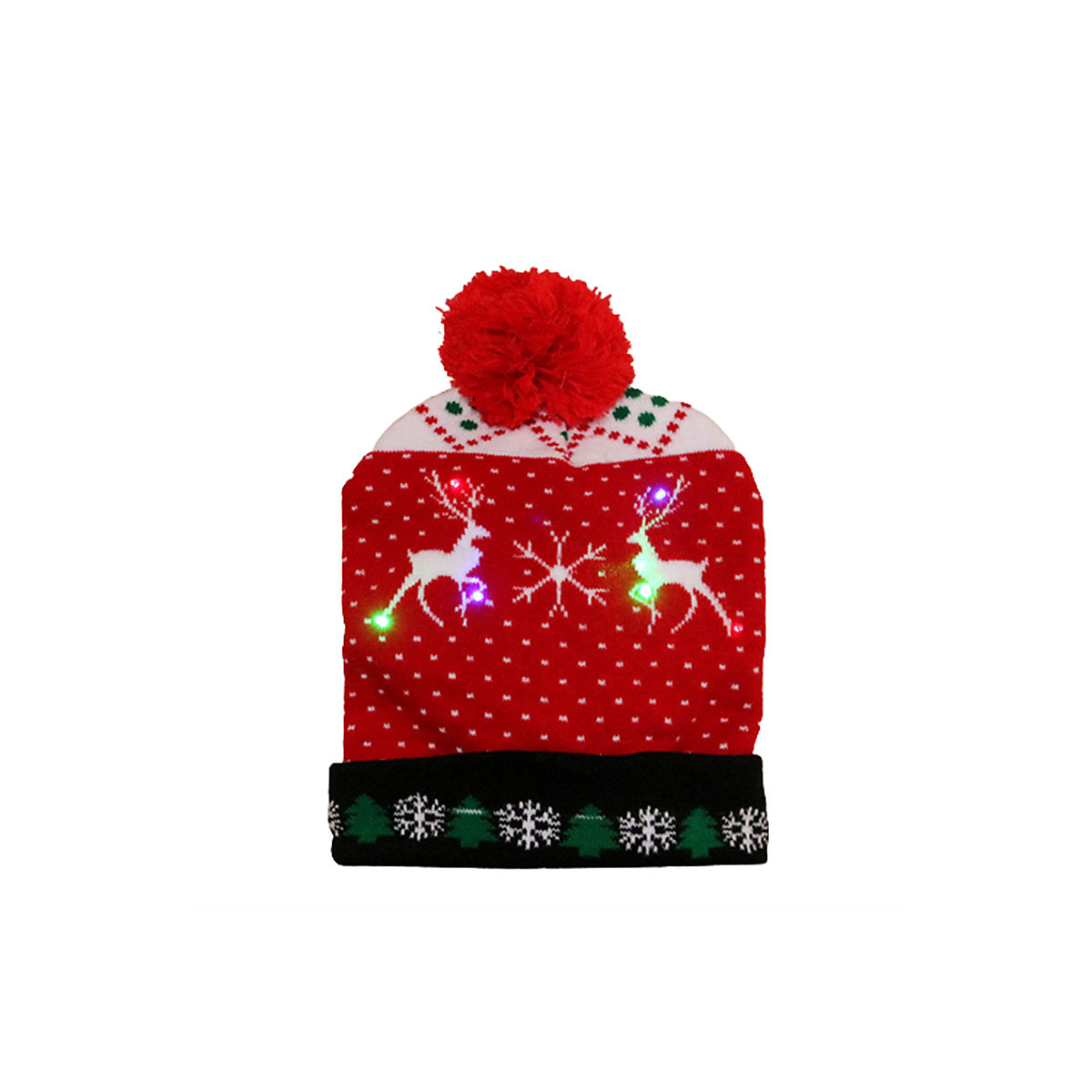 Gestrickte Weihnachtsmütze für Erwachsene und Kinder Bunte leuchtende Strickmütze Weihnachtsmütze