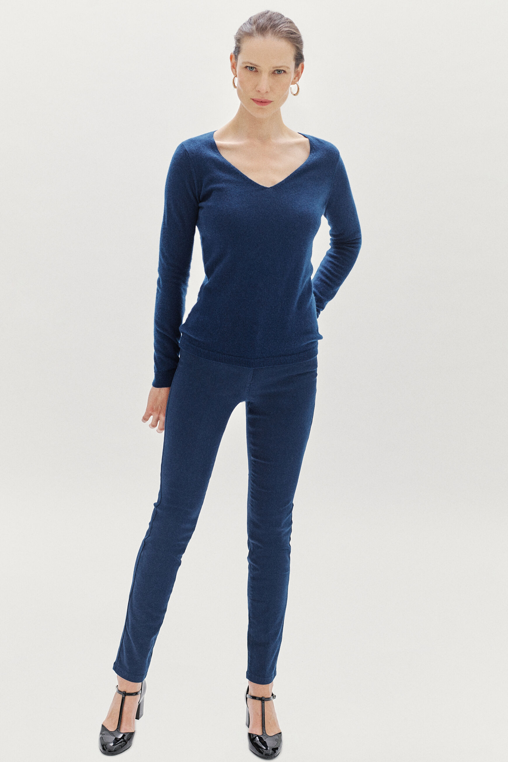 pull eva 100% cachemire bleu petrole femme