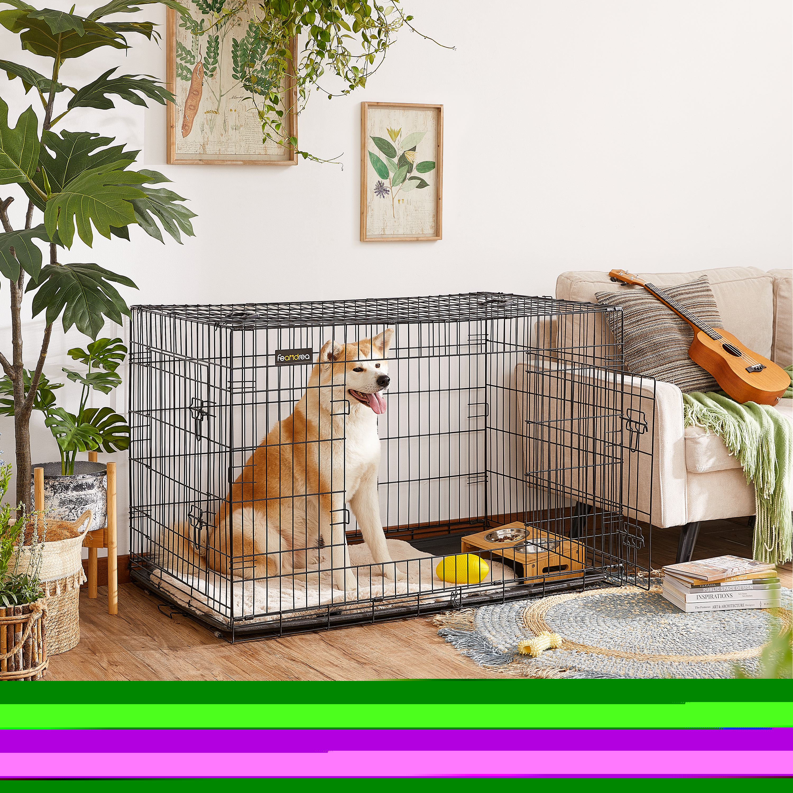 FEANDREA Transportboxen & Gitterboxen FEANDREA S-XXL Hundekäfig mit 2 Türen 1,22 m, 74,5 cm, 80,5 cm