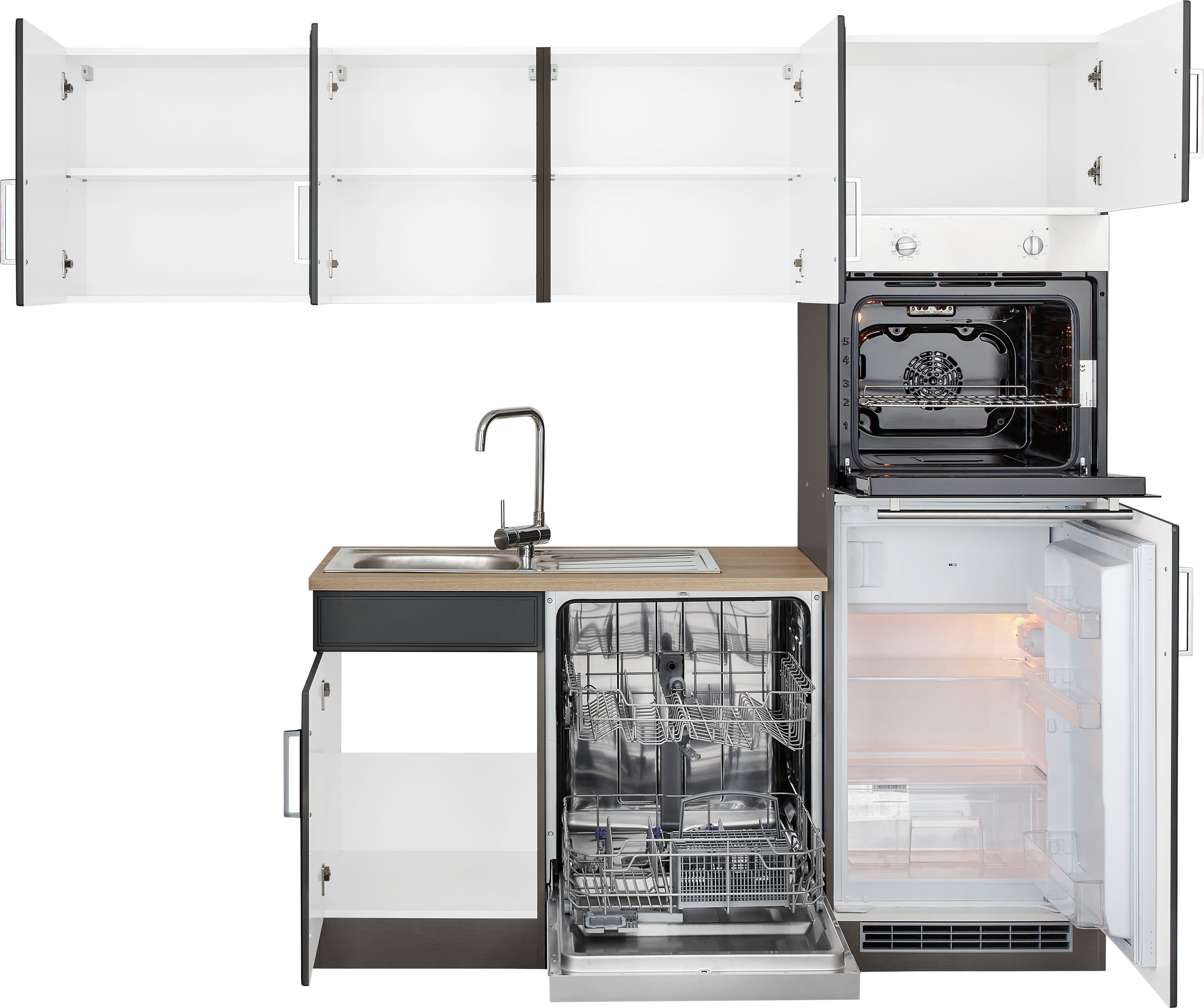 HELD MÖBEL Winkelküche Stockholm, Stellbreite 230/170 cm, mit hochwertigen MDF Fronten im Landhaus-Stil