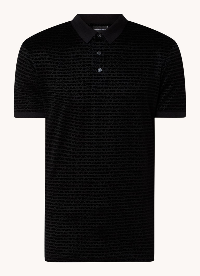 Emporio Armani regulāra piegriezuma polo krekls no liocela maisījuma ar pūkaina logotipa apdruku.
