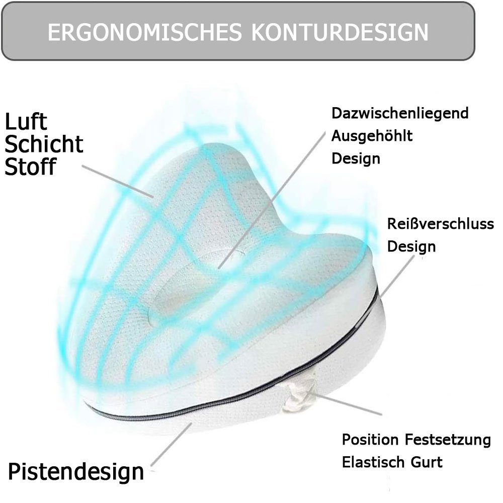 Sarfly Seitenschläferkissen Orthopädisches Kniekissen Leg Pillow Knie-Kissen, für optimale Unterstützung Entlastung, 1-tlg., von Hüft Rücken Knie-Schmerzen Schwangerschaft, Für Seitenschläfer Memory Schaum Seitenschläferkissen