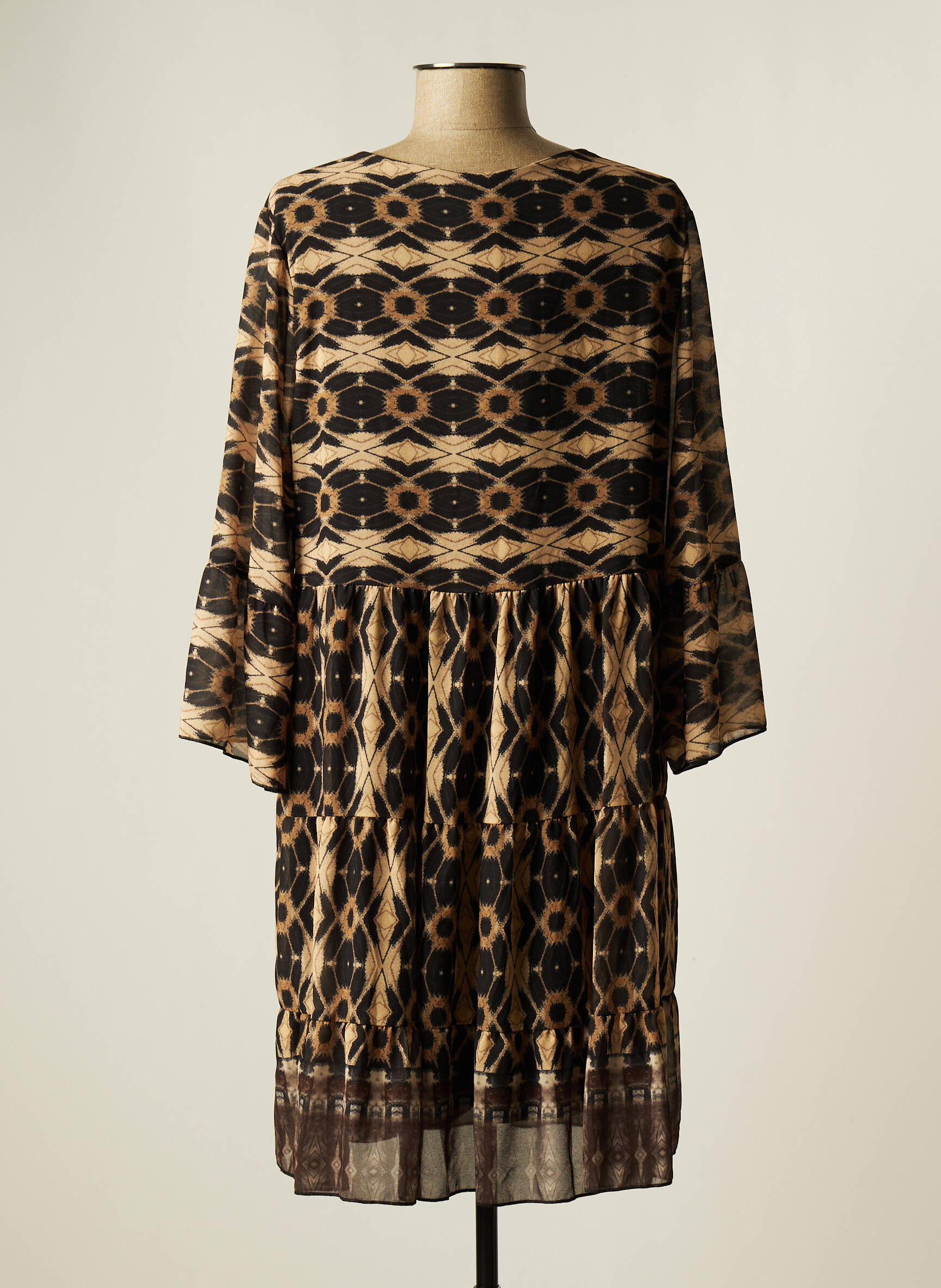 Latino Robes Mi Longues Femme couleur noir