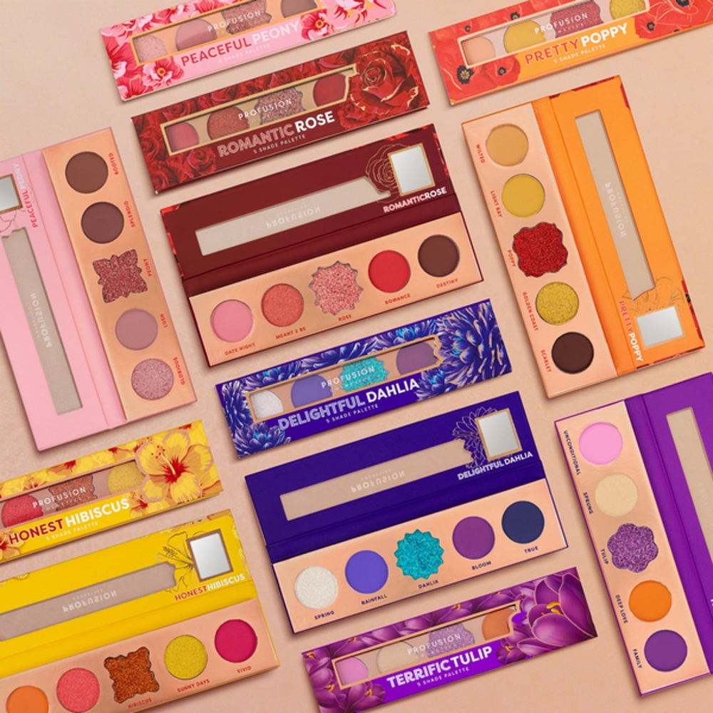 Profusion Cosmetics Palette Yeux Blooming Hues Pretty Poppy 5 teintes Palette de fards à paupières