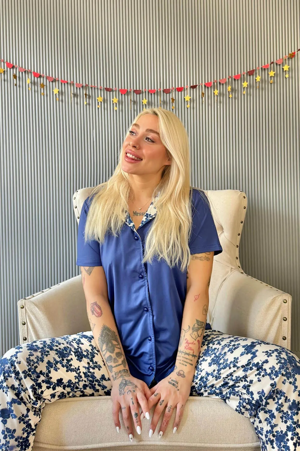 Pijamaevi  Pyjama set - Dunkelblau - Unifarben