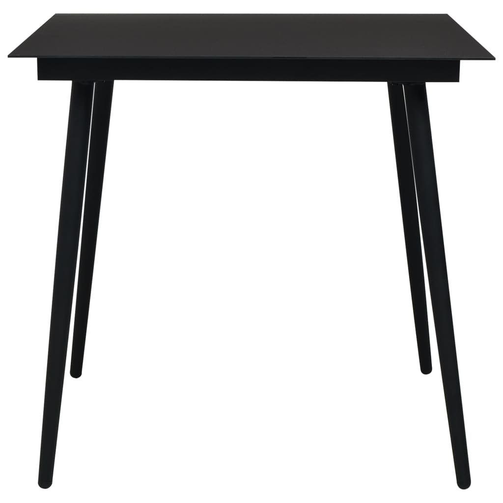 vidaXL Gartentisch Garten-Esstisch Schwarz 80x80x74 cm Stahl und Glas (1-St)