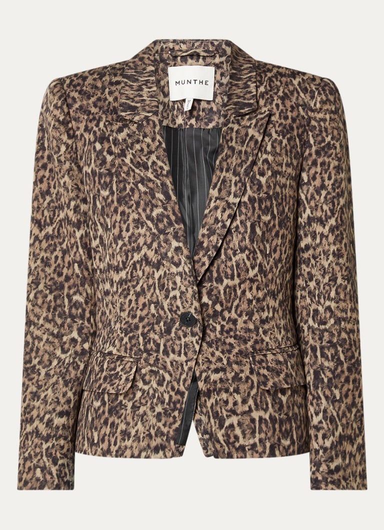 MUNTHE Toma blazer with leopard print and flap pockets