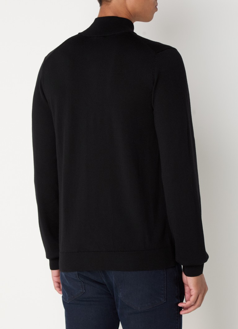 HUGO BOSS San Quirin fine-knit virgin wool pullover with half zip