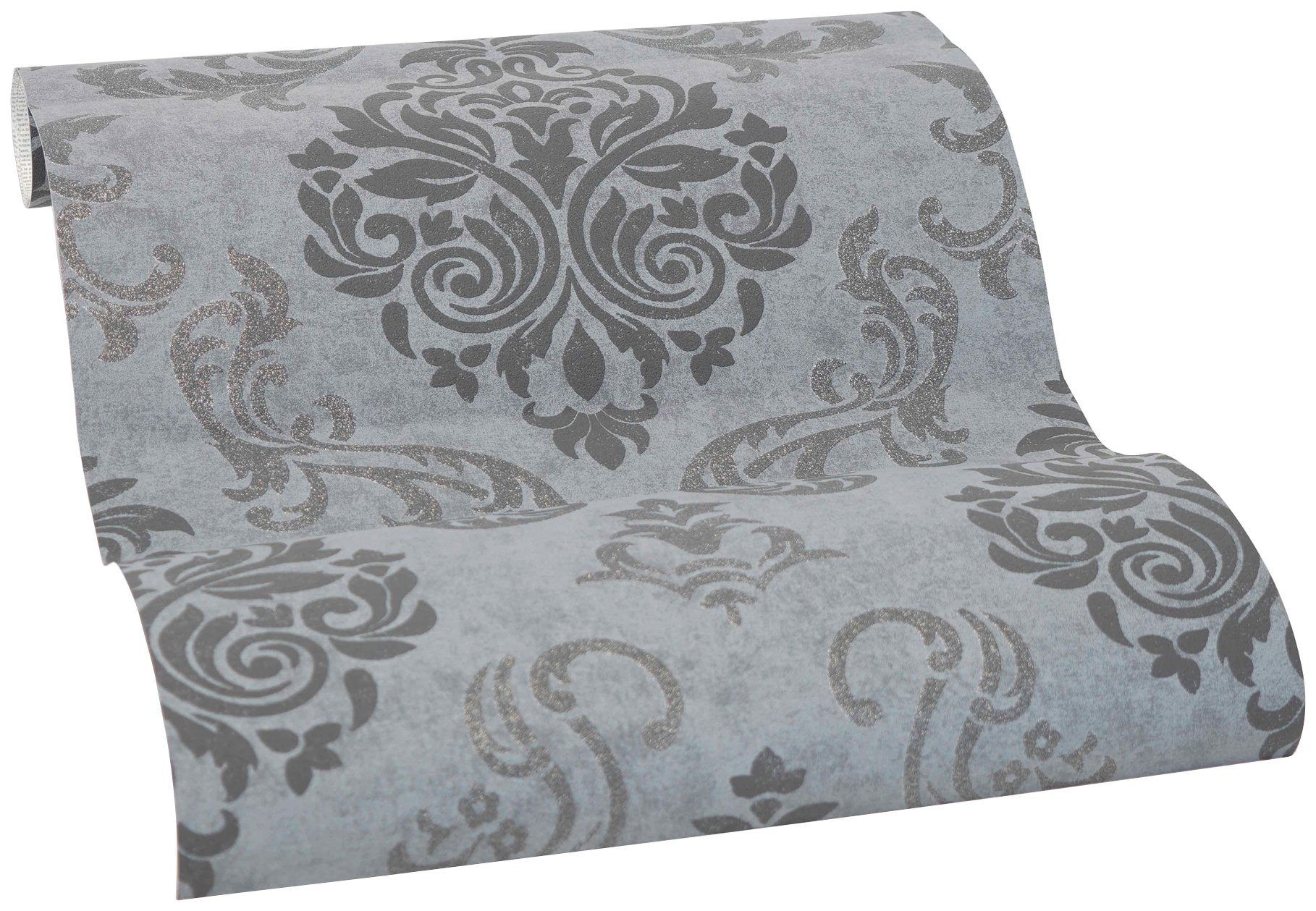 living walls Vinyltapete Pop Up Panel 3D, aufgeschäumt, Barock, Panel Ornament Barock Tapete Selbstklebend 2,50m x 0,52m Schwarz Grau