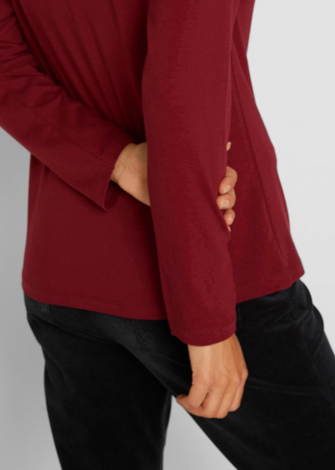 Langarmshirt mit V-Ausschnitt (2er Pack)