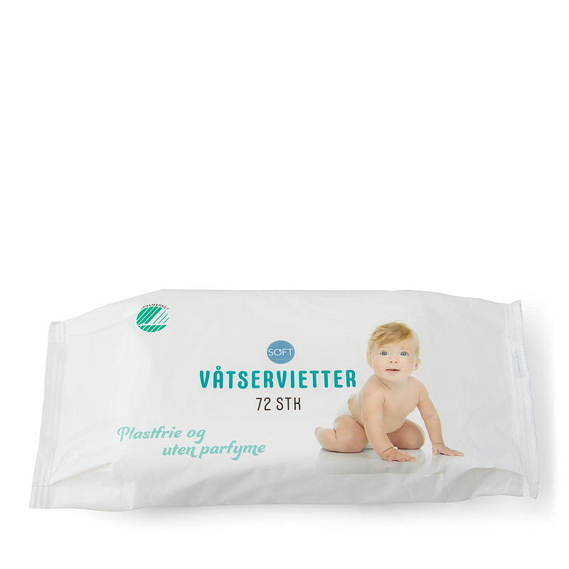 Soft Våtserviett 72 stk plastfri uparfymert svanemerke