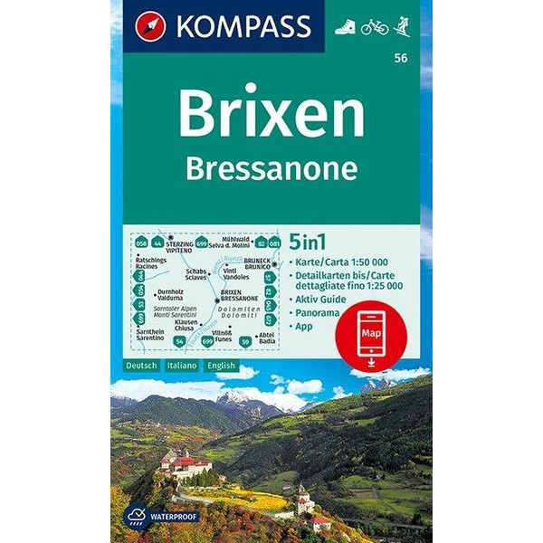 KOMPASS Wanderkarte Brixen, Bressanone 1:50 000 - Wanderkarte