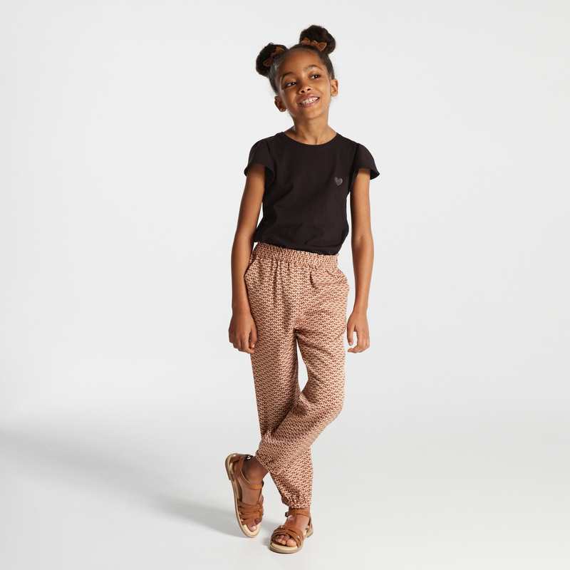 T-shirt à manches courtes volantées noir fille