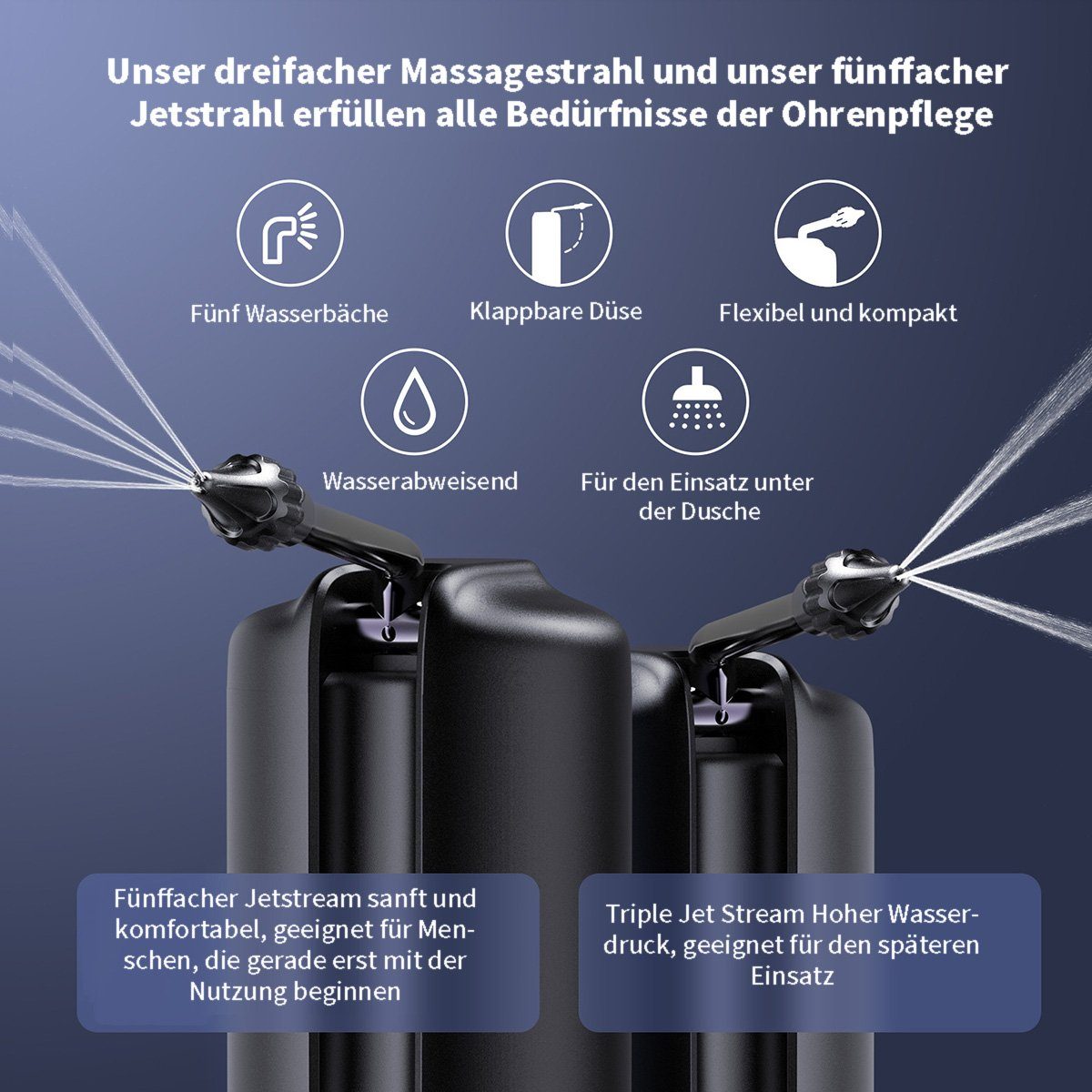 yozhiqu Ohrenreiniger Ohrenreiniger, Ohrenschmalz-Entfernungssets, Ohrenreinigungs-Spülsets, 1-tlg., Auswechselbare Spitzen, mehrere Modi: für verschiedene Personen
