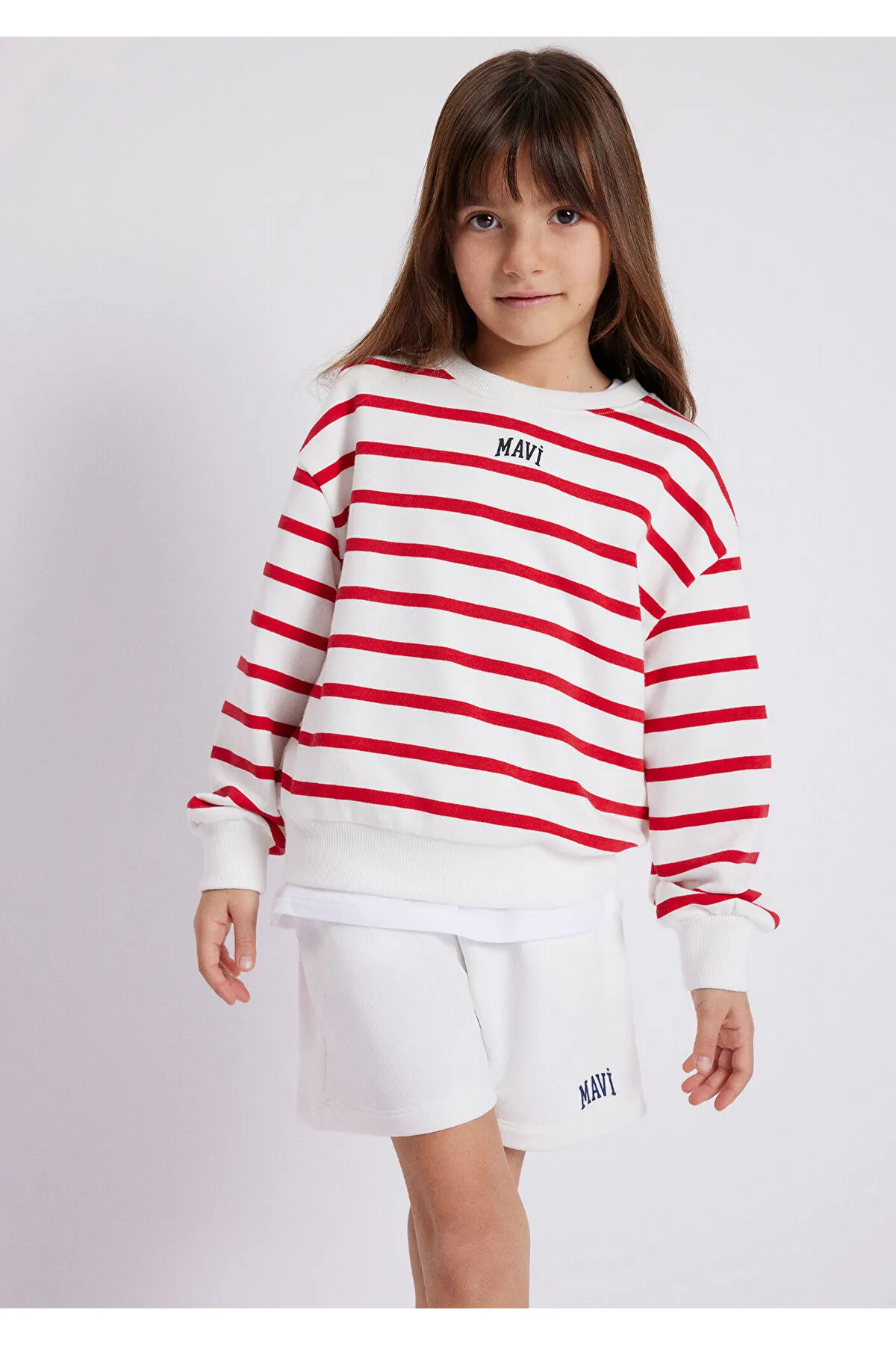 Mavi  Rot gestreiftes Sweatshirt mit Logo-Print 7s10038-82054