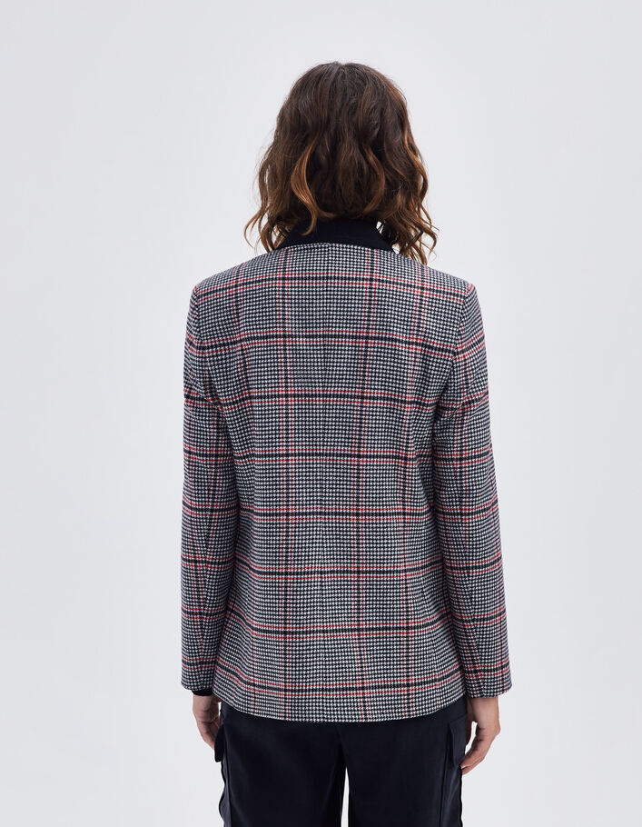 Veste de costume noire motif pied-de-poule Femme